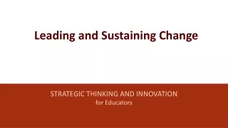 Leading and Sustaining Change for Educational Sectors