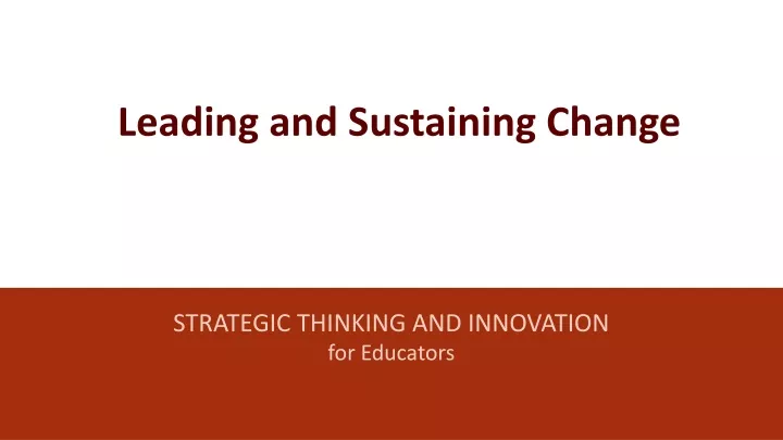 leading and sustaining change