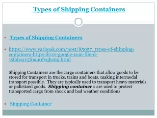 Types of Shipping Containers