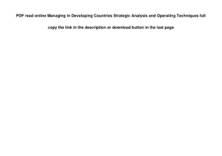 PDF read online Managing in Developing Countries Strategic Analysis and Operatin