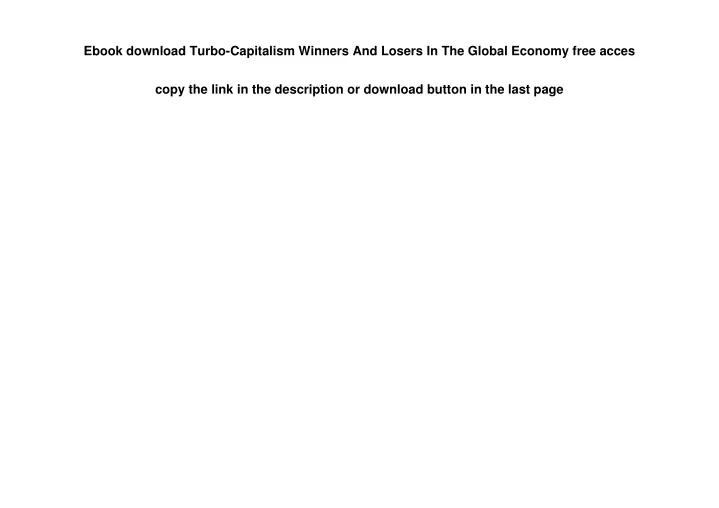 ebook download turbo capitalism winners