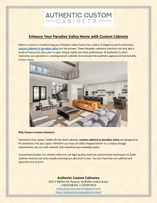 Enhance Your Paradise Valley Home with Custom Cabinets
