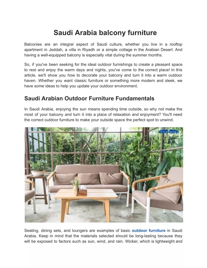 saudi arabia balcony furniture