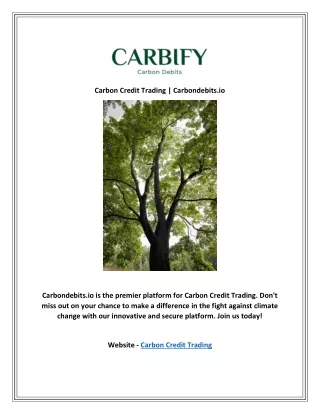 Carbon Credit Trading | Carbondebits.io