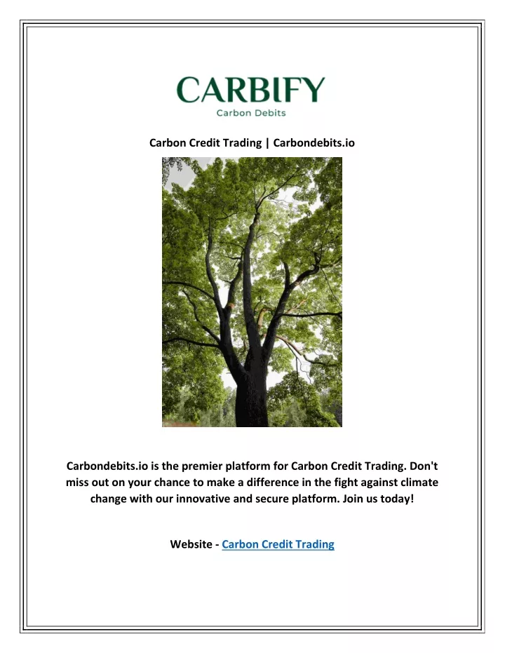 carbon credit trading carbondebits io