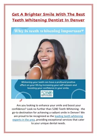 Get a Brighter Smile with the Best Teeth Whitening Dentist in Denver
