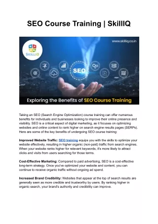 seo course training skilliq