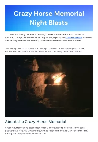Crazy Horse Memorial Night Blasts