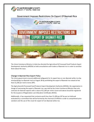 government imposes restrictions on export