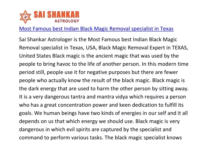 most famous best indian black magic removal