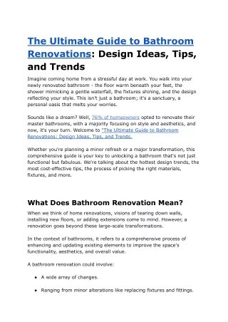 The Ultimate Guide to Bathroom Renovations_ Design Ideas, Tips, and Trends