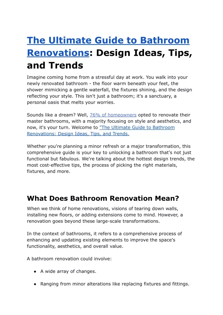 the ultimate guide to bathroom renovations design