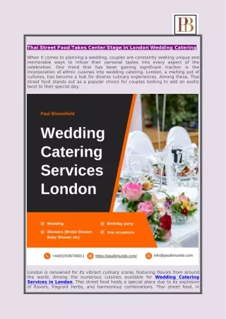 Thai Street Food Takes Center Stage in London Wedding Catering