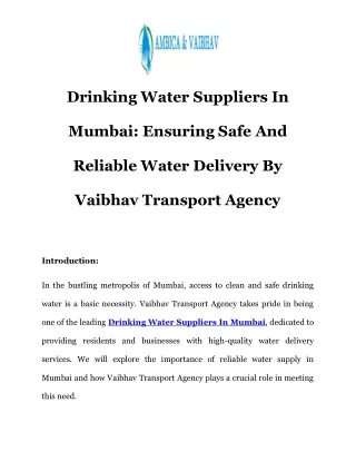 Drinking Water Suppliers In Mumbai Call-9867696717