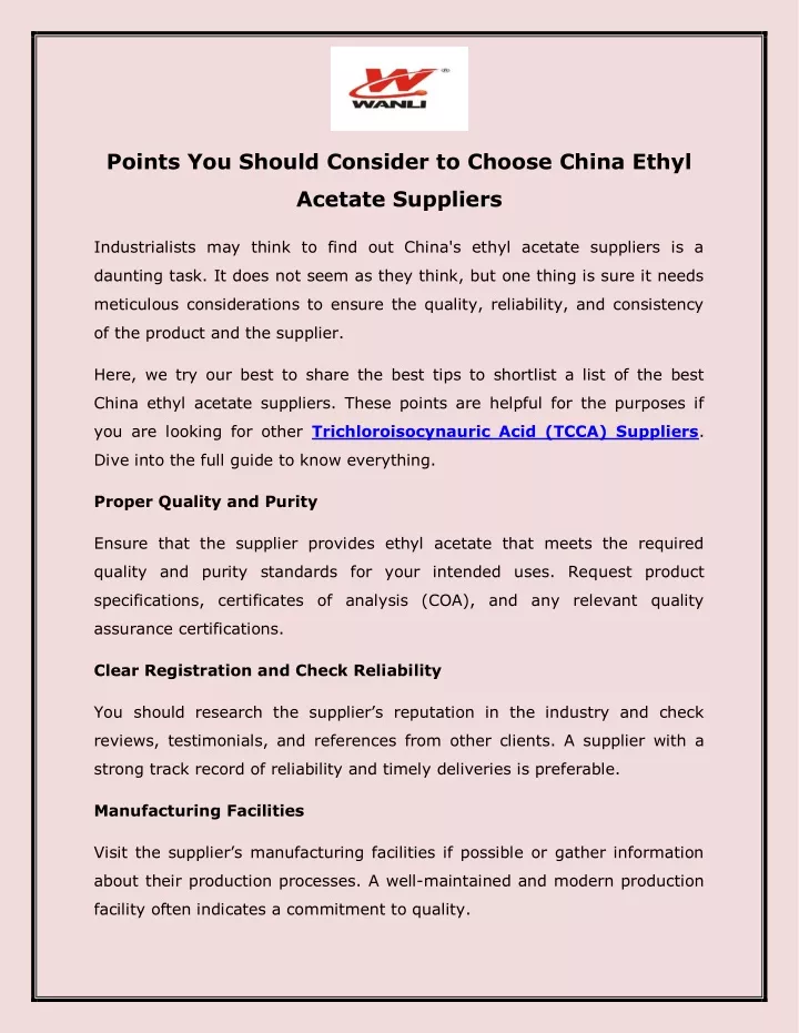 points you should consider to choose china ethyl