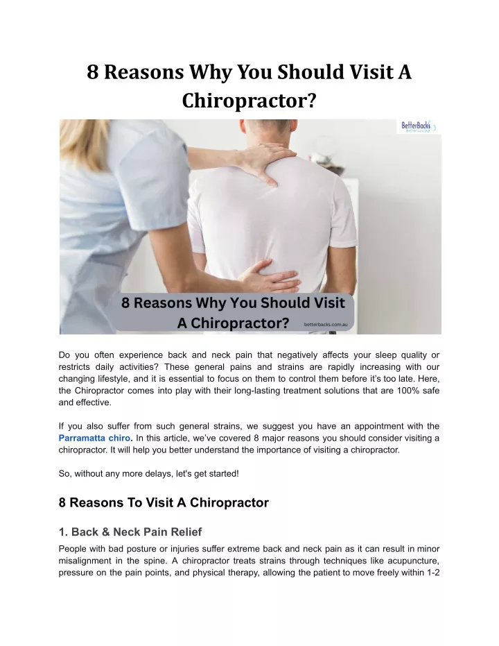 8 reasons why you should visit a chiropractor