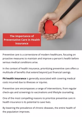 The Importance of Preventative Care in Health Insurance