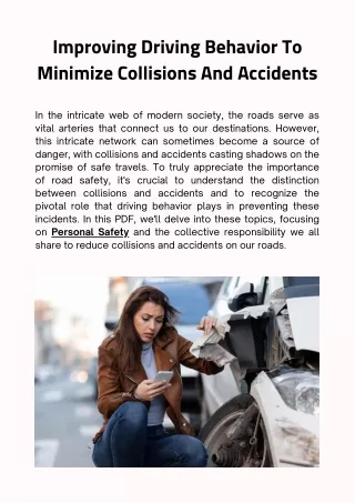 Improving Driving Behavior To Minimize Collisions And Accidents