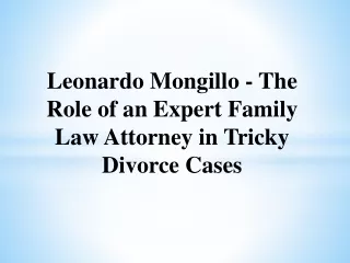 Leonardo Mongillo - The Role of an Expert Family Law Attorney in Tricky Divorce Cases