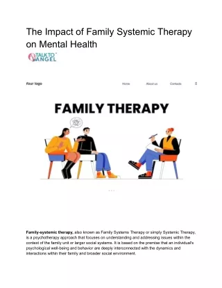 The Impact of Family Systemic Therapy on Mental Health