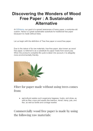 Wood Free Paper Products | Tree Free Paper| OG Hemp