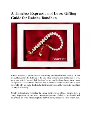 A Timeless Expression of Love: Gifting Guide for Raksha Bandhan