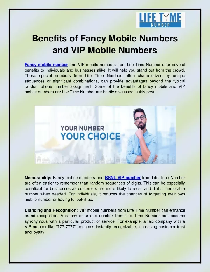 benefits of fancy mobile numbers and vip mobile