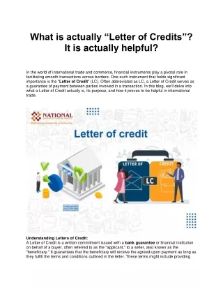 What is actually “Letter of Credits” It is actually helpful