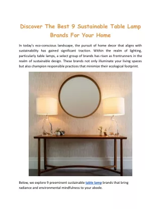 Discover The Best 9 Sustainable Table Lamp Brands For Your Home