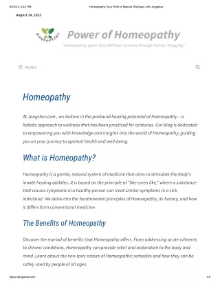 Homeopathy Your Path to Natural Wellness with Jangsher