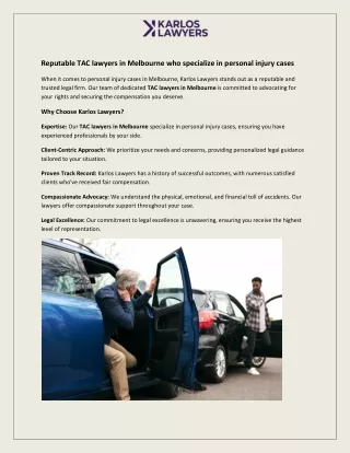 Reputable TAC lawyers in Melbourne who specialize in personal injury cases