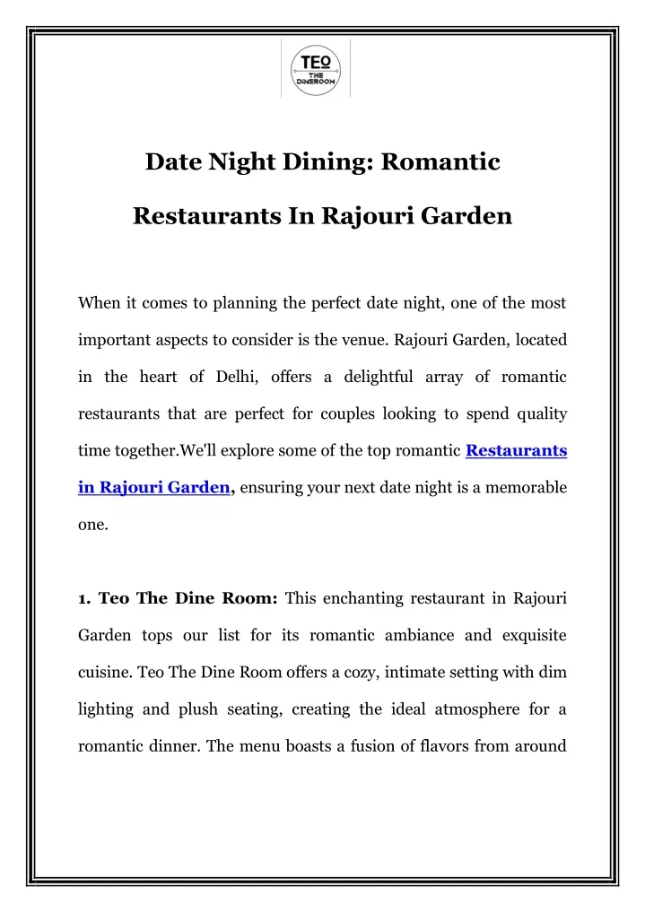 date night dining romantic
