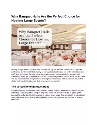 Why Banquet Halls Are the Perfect Choice for Hosting Large Events_