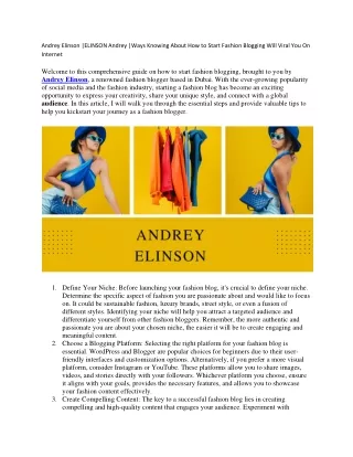 Who Is Andrey Elinson | Andrey Elinson's Fashion Must-Haves: Unveil Your Inner D