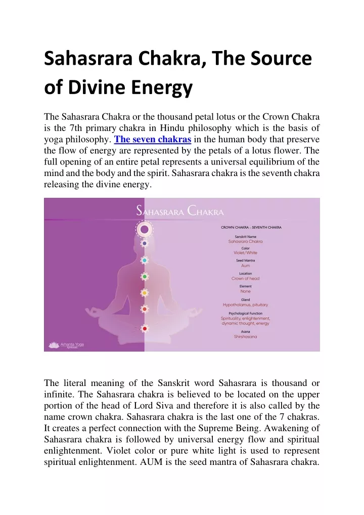 sahasrara chakra the source of divine energy