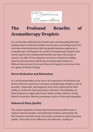The Profound Benefits of Aromatherapy Droplets