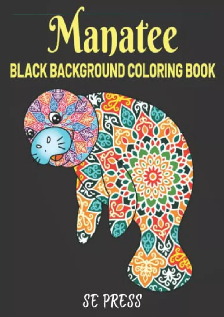 manatee black background coloring book funny