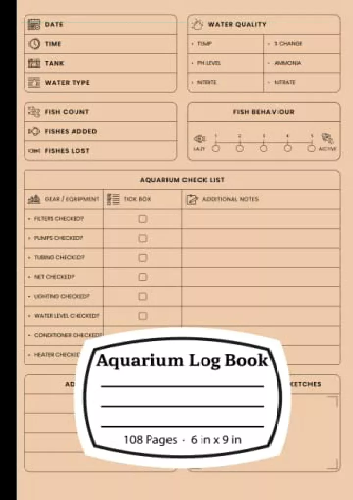 aquarium log book track water conditions
