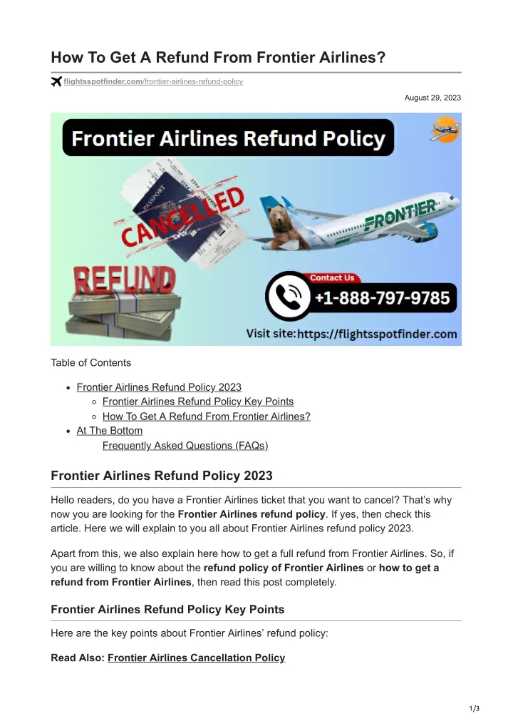 how to get a refund from frontier airlines