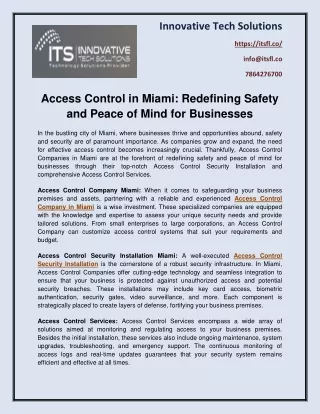 Access Control in Miami Redefining Safety and Peace of Mind for Businesses