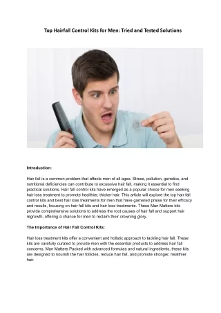 top hairfall control kits for men tried