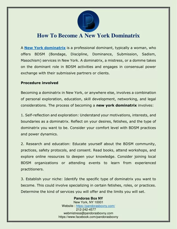 how to become a new york dominatrix