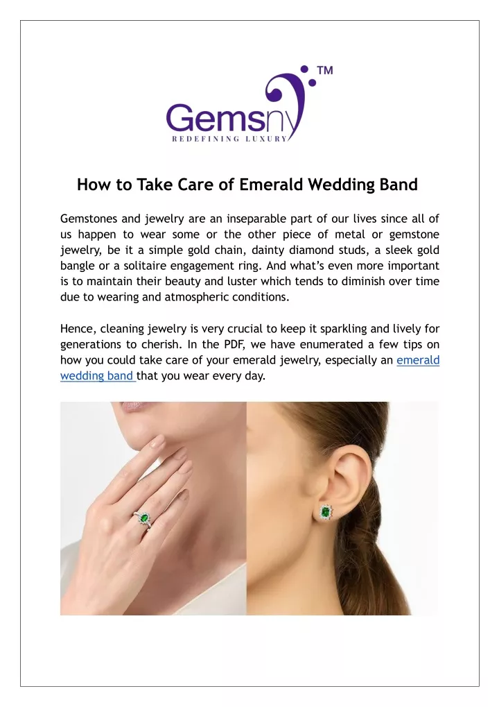 how to take care of emerald wedding band