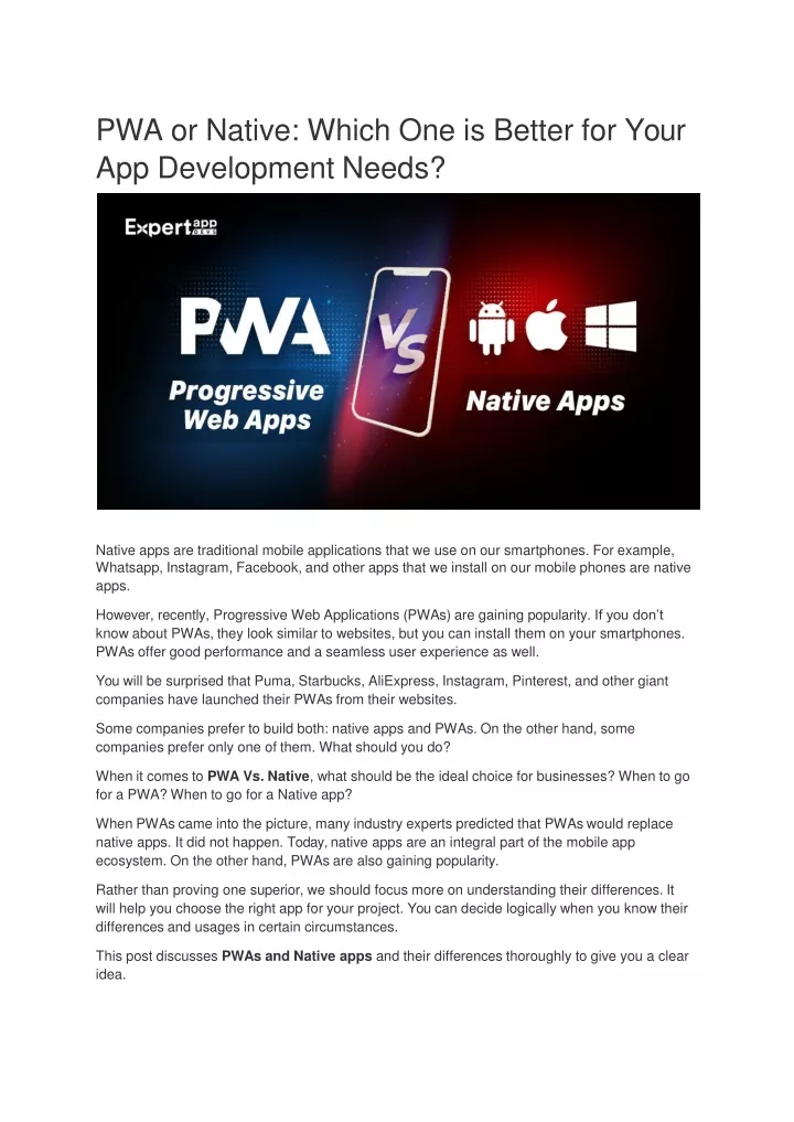 pwa or native which one is better for your app development needs