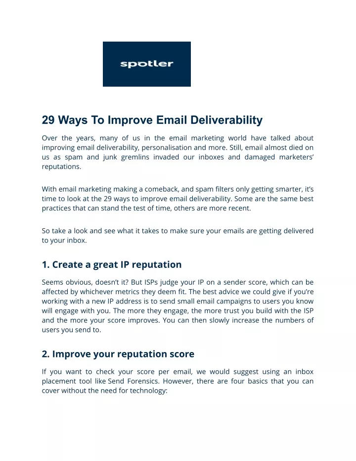 29 ways to improve email deliverability