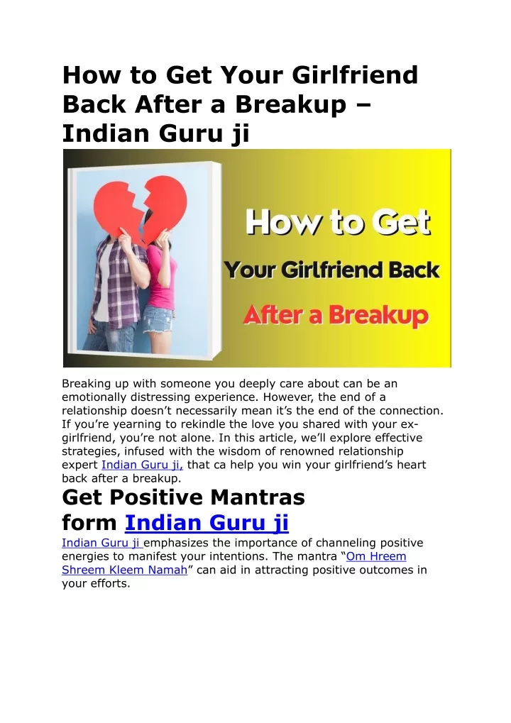 how to get your girlfriend back after a breakup indian guru ji