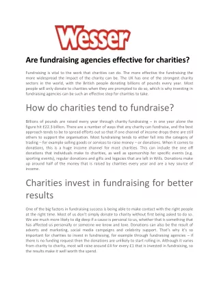 are fundraising agencies effective for charities