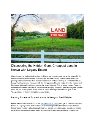 Discovering the Hidden Gem_ Cheapest Land in Kenya with Legacy Estate