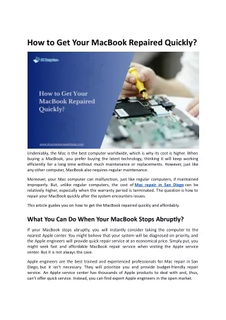how to get your macbook repaired quickly