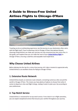 A Guide to Stress-Free United Airlines Flights to Chicago–O’Hare